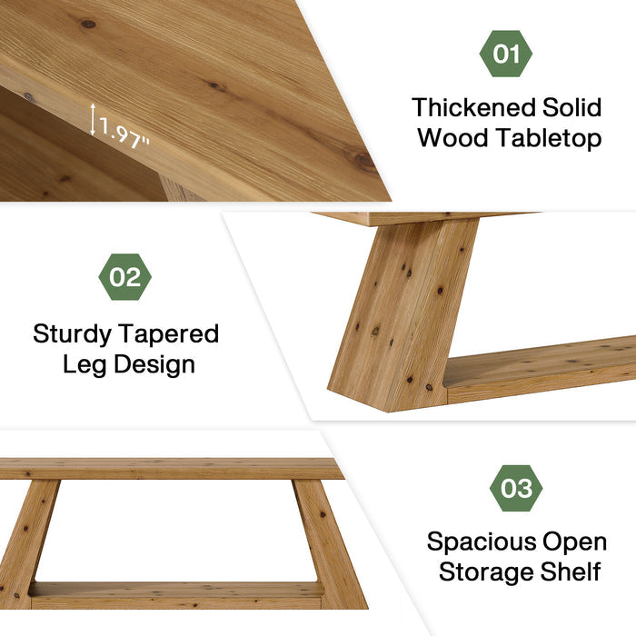 63" Solid Wood TV Stand for TVs up to 70", Entertainment Center with Open Shelf for Living Room