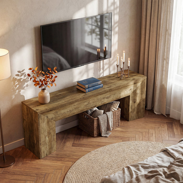 63" TV Stand with Hidden Metal Frame, Low Media Console Table for Living Room and Bedroom