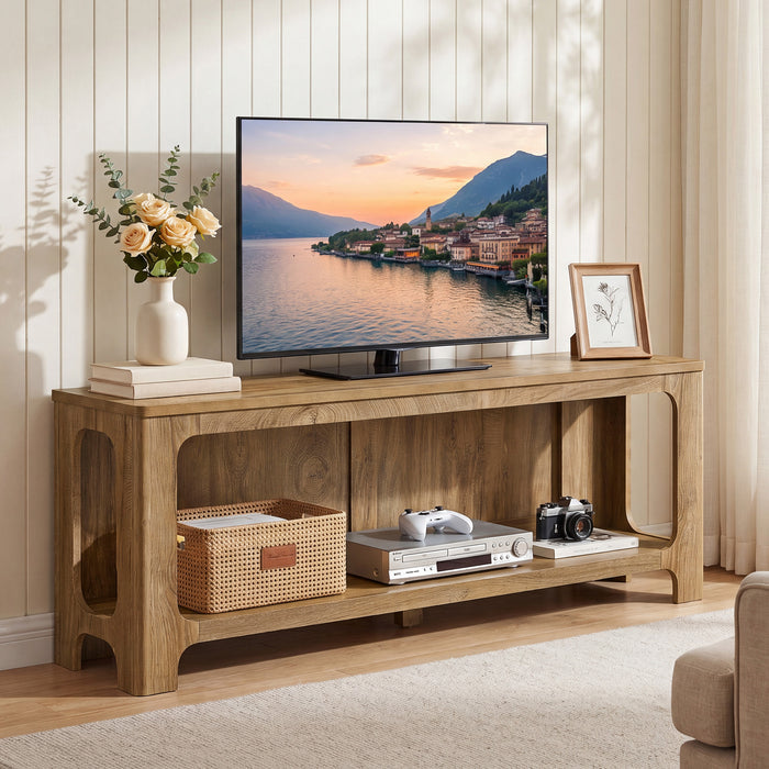 63" TV Stand with Storage Shelf for Up to 70" TVs, Farmhouse Entertainment Center for Living Room
