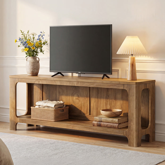 63" TV Stand with Storage Shelf for Up to 70" TVs, Farmhouse Entertainment Center for Living Room