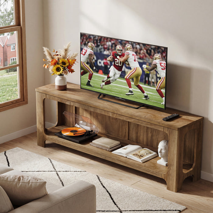 63" TV Stand with Storage Shelf for Up to 70" TVs, Farmhouse Entertainment Center for Living Room