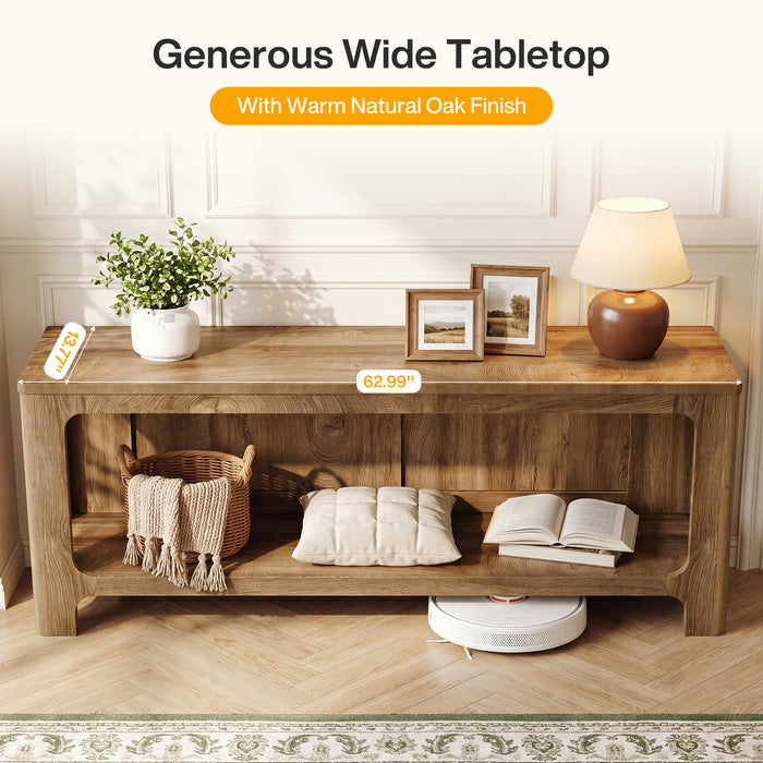 63" TV Stand with Storage Shelf for Up to 70" TVs, Farmhouse Entertainment Center for Living Room
