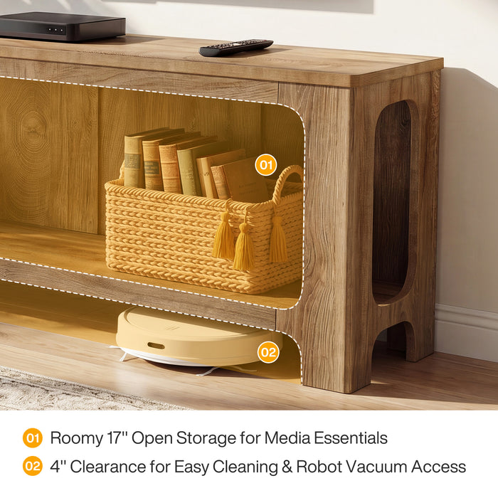 63" TV Stand with Storage Shelf for Up to 70" TVs, Farmhouse Entertainment Center for Living Room