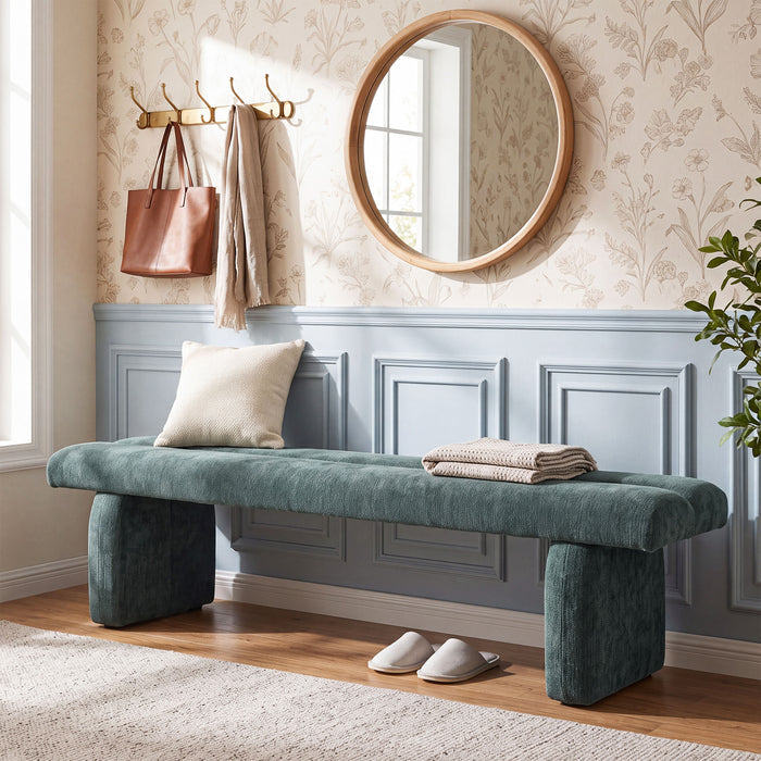 63" Upholstered Entryway Bench, Modern Shoe Bench End-of-Bed Bench for 2-3