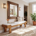 63" Upholstered Entryway Bench, Solid Wood End of Bed Bench, for 2-3
