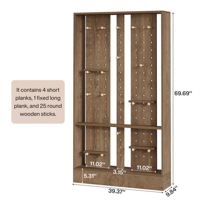 69.7" Wall Room Divider, Freestanding Privacy Screen with Removable Boards and 25 pcs Sticks