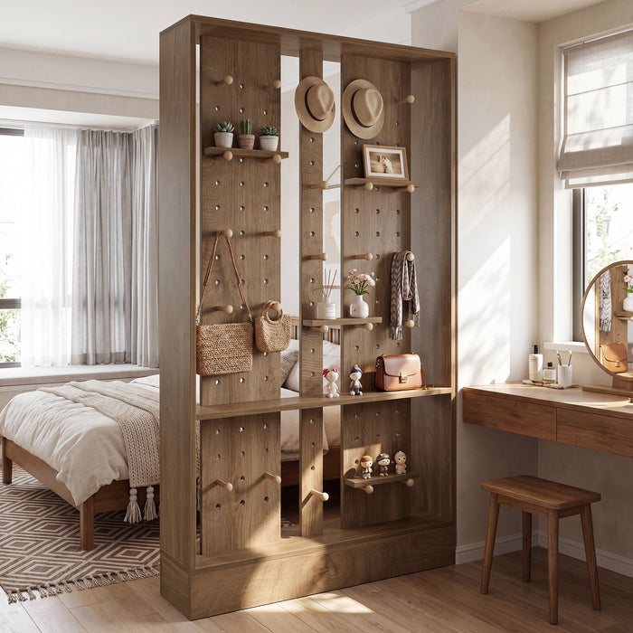 69.7" Wall Room Divider, Freestanding Privacy Screen with Removable Boards and 25 pcs Sticks