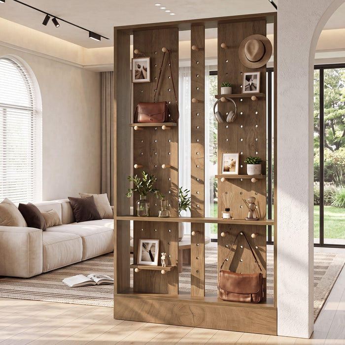 69.7" Wall Room Divider, Freestanding Privacy Screen with Removable Boards and 25 pcs Sticks