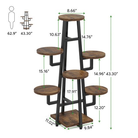 7 - Tier Plant Stand, 43.3" Plant Pots Holder Rack Flower Stand Tribesigns