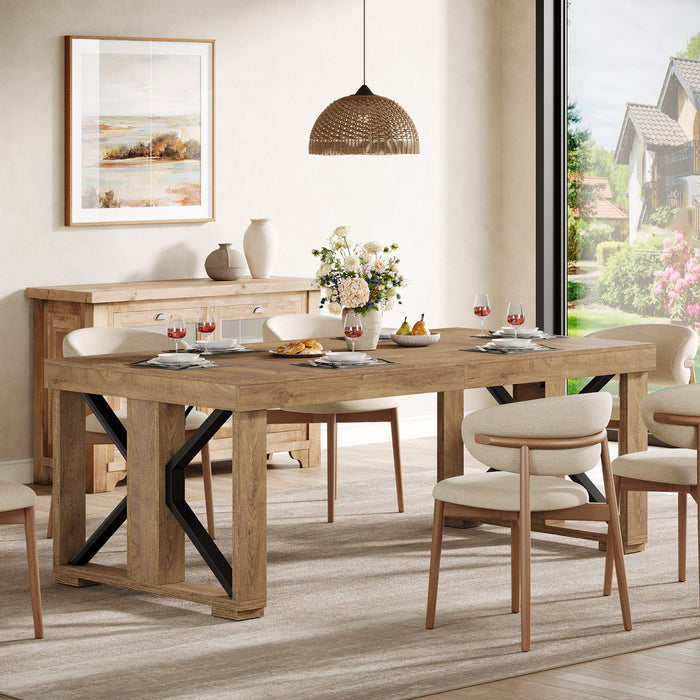 70.8" Dining Table, Wooden Kitchen Dinner Table for 6 - 8 People Tribesigns