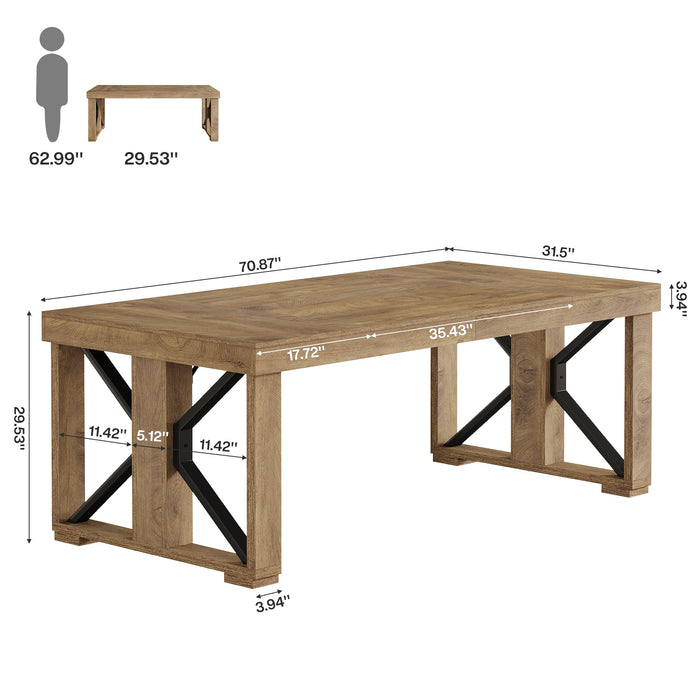 70.8" Executive Computer Desk, Home Office Desk with Strong Double Pedestal Tribesigns