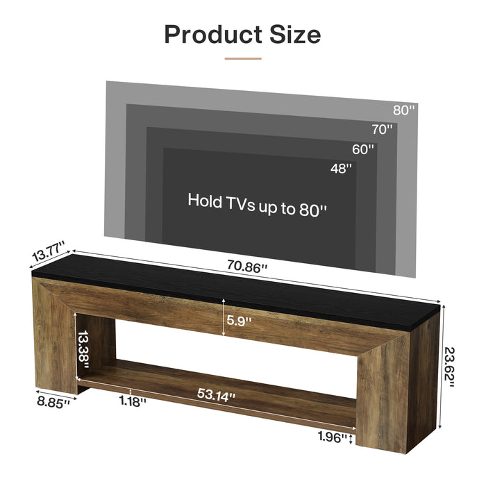 70.86" TV Stand for Up to 80 Inch TVs, Extra Long Wood Console with Storage
