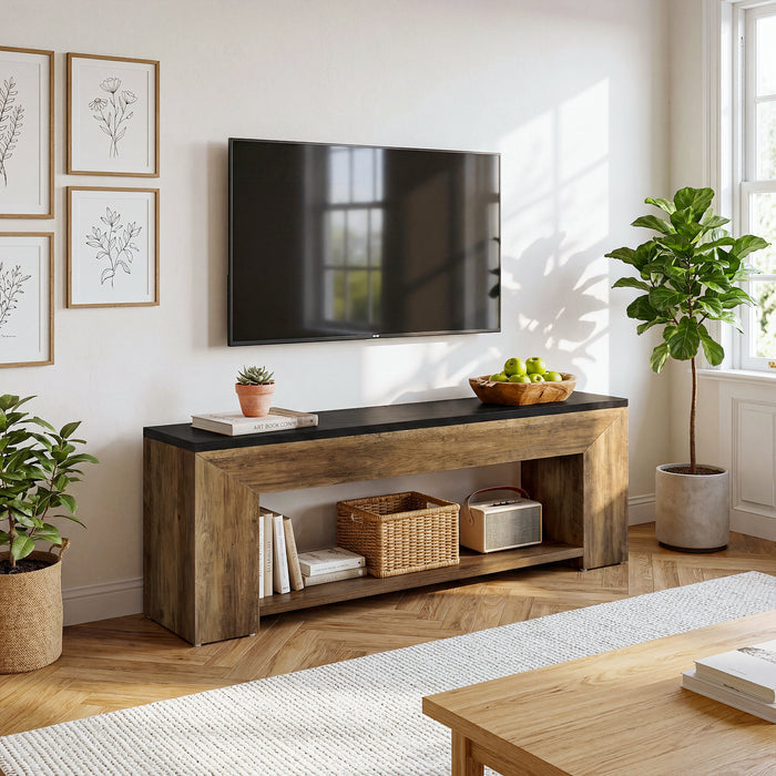 70.86" TV Stand for Up to 80 Inch TVs, Extra Long Wood Console with Storage
