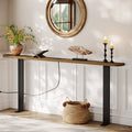 70.87" Behind Couch Table with Power Outlets, Skinny Console Sofa Table for Living Room