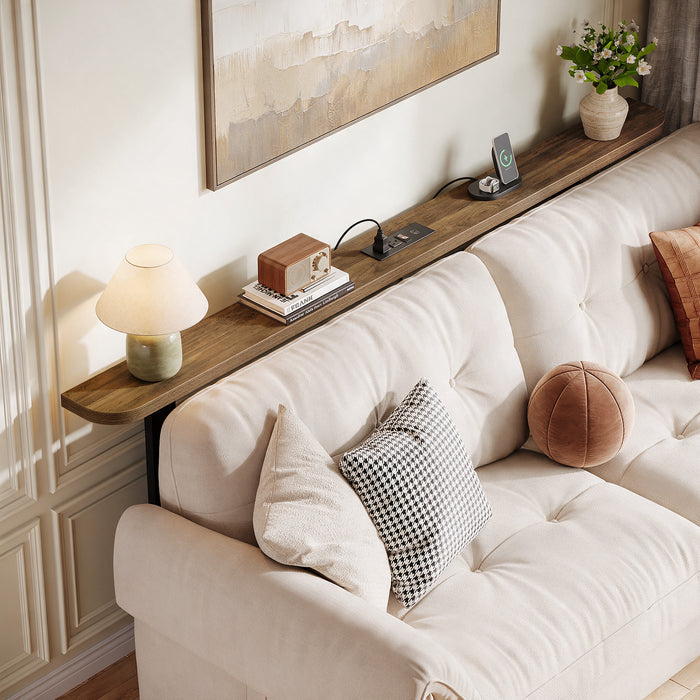 70.87" Behind Couch Table with Power Outlets, Skinny Console Sofa Table for Living Room