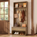 70.87-Inch Hall Tree with Bench and Shoe Storage, 5-in-1 Organizer with Drawer and 5 Hooks