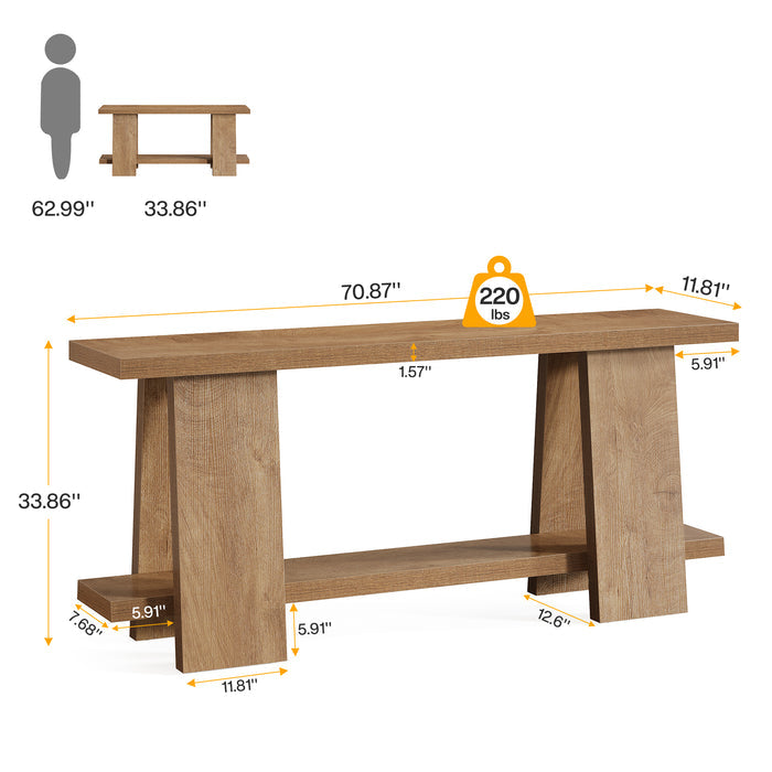 70.9" Console Table , 2 - Tier Farmhouse Sofa Entryway Table Tribesigns