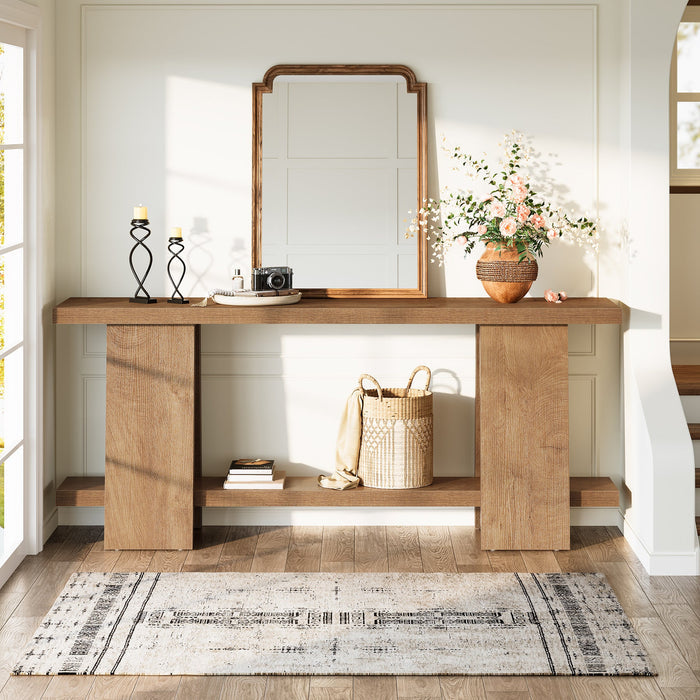 70.9" Console Table , 2 - Tier Farmhouse Sofa Entryway Table Tribesigns