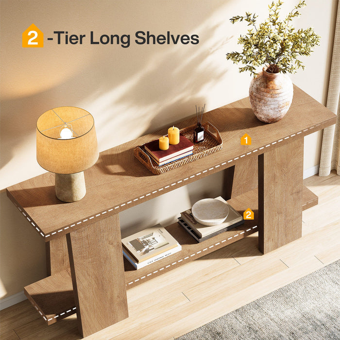 70.9" Console Table , 2 - Tier Farmhouse Sofa Entryway Table Tribesigns