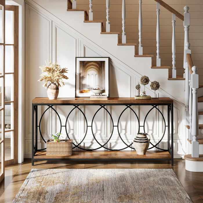 70.9" Console Table, 2 - Tier Long Sofa Table Entryway Console with Storage Shelf Tribesigns