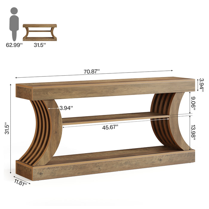 70.9" Console Table, 3-Tier Entryway Couch Table Behind Sofa