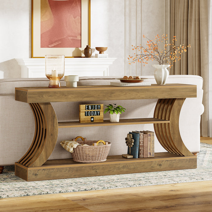 70.9" Console Table, 3-Tier Entryway Couch Table Behind Sofa