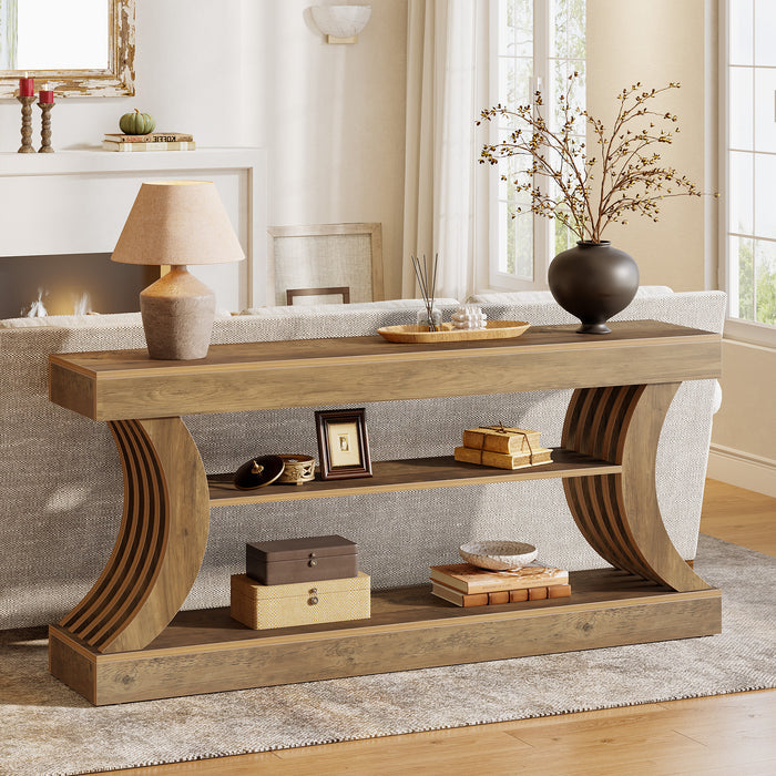 70.9" Console Table, 3-Tier Entryway Couch Table Behind Sofa