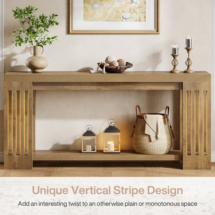 70.9" Console Table, Farmhouse 2 - Tier Sofa Table with Vertical Stripe Legs Tribesigns