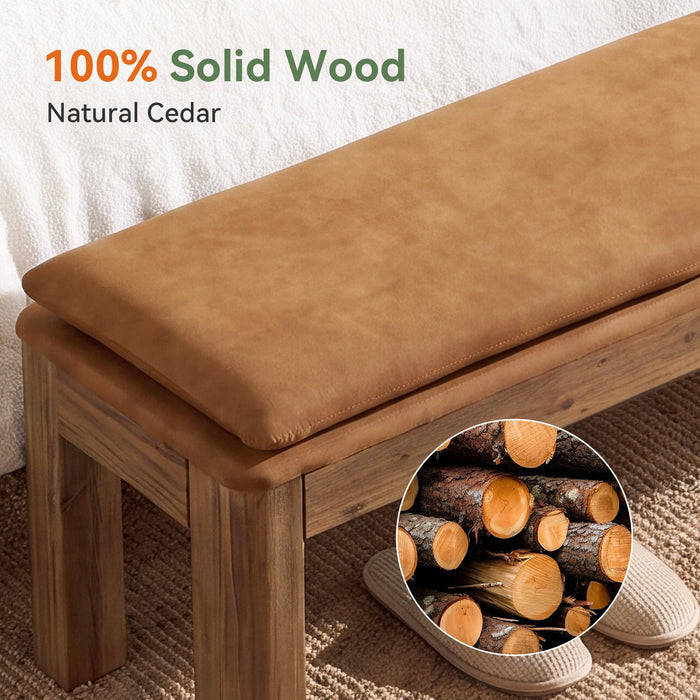 70.9" Entryway Bench, Farmhouse Solid Wood Dining Bench with Removable Cushion