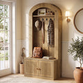 70.9" Hall Tree With Bench and Shoe Storage, 4-In-1 Entryway Bench With Storage Shelves