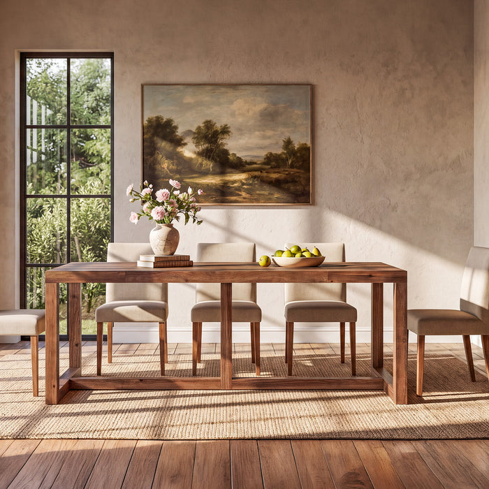 71" Farmhouse Dining Table for 6-8, Solid Wood Rectangle Kitchen Table, Dining Room