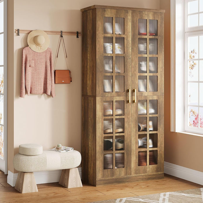 71“ Shoe Cabinet, Modern 8 - Tier Shoe Rack Storage Organizer with Adjustable Shelves Tribesigns