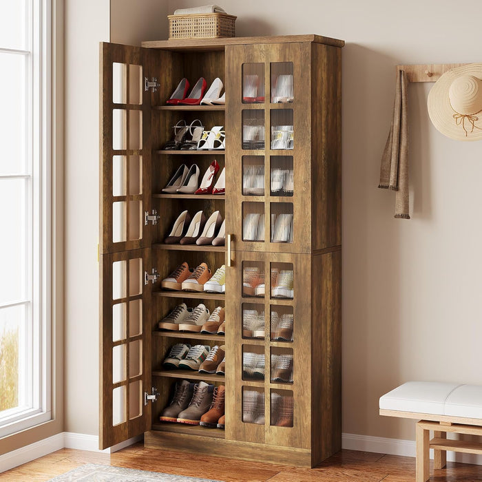 71“ Shoe Cabinet, Modern 8 - Tier Shoe Rack Storage Organizer with Adjustable Shelves Tribesigns