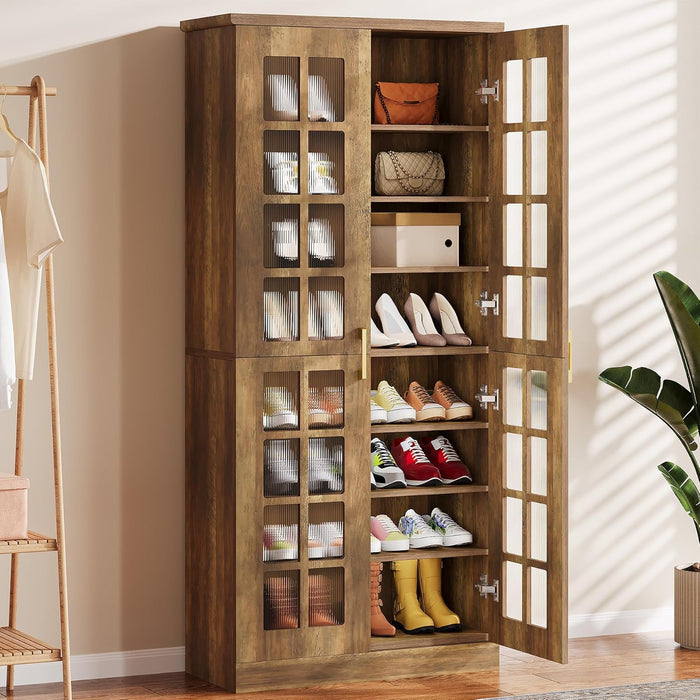 71“ Shoe Cabinet, Modern 8 - Tier Shoe Rack Storage Organizer with Adjustable Shelves Tribesigns
