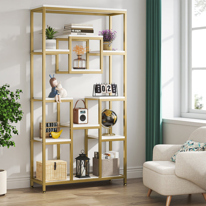 71" Tall Bookshelf, Modern 11-Tier Bookcase Display Shelf Tribesigns