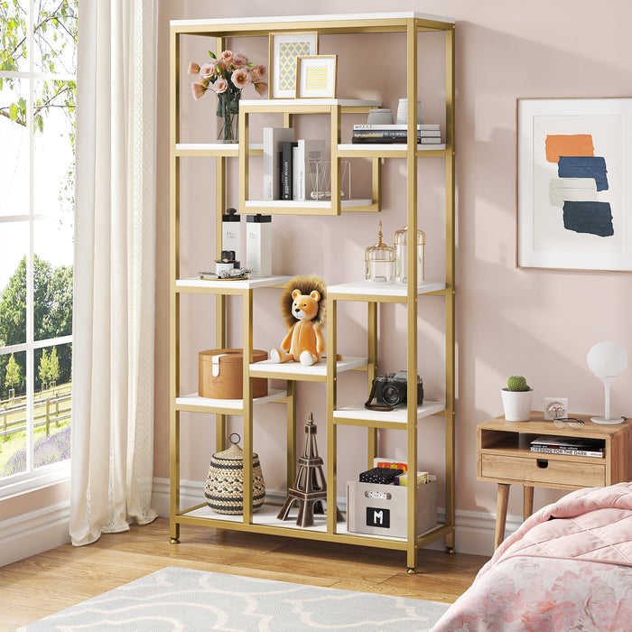 71" Tall Bookshelf, Modern 11-Tier Bookcase Display Shelf Tribesigns