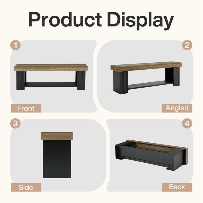 71" TV Stand for 70/75/80" TVs, Farmhouse Entertainment Center with Open Shelf