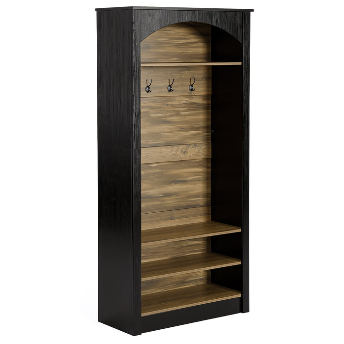 74.8" Hall Tree, 3-Tier Farmhouse Shoe Rack with Coat Rack for Entryway