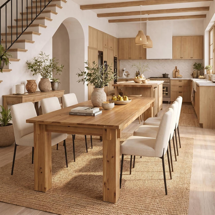 78.7" Extra Long Dining Table, Farmhouse Solid Wood Kitchen Table with Spacious Tabletop for 6-8