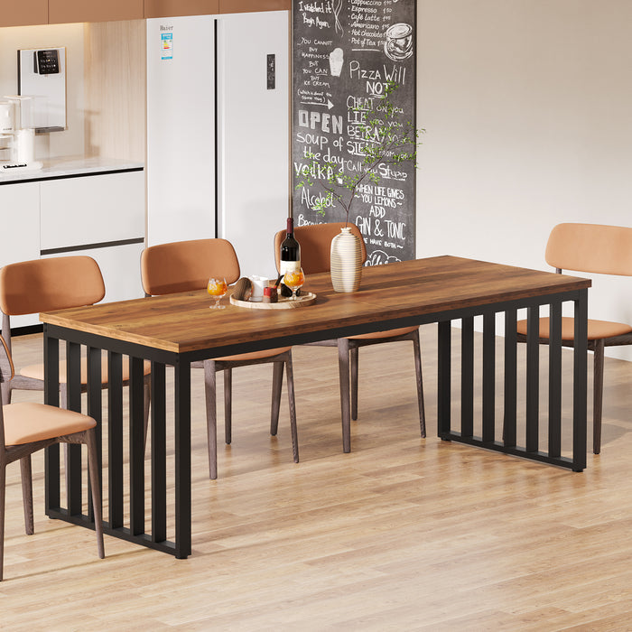 78.74" Dining Table, Rectangle Kitchen Table with Metal Frame for 6-8 Person