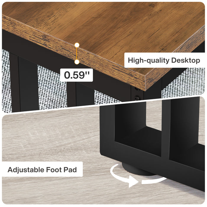 78.74" Dining Table, Rectangle Kitchen Table with Metal Frame for 6-8 Person