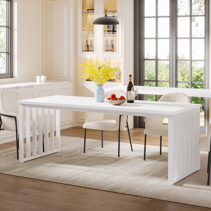 78.74" Dining Table, Rectangle Kitchen Table with Metal Frame for 6-8 Person