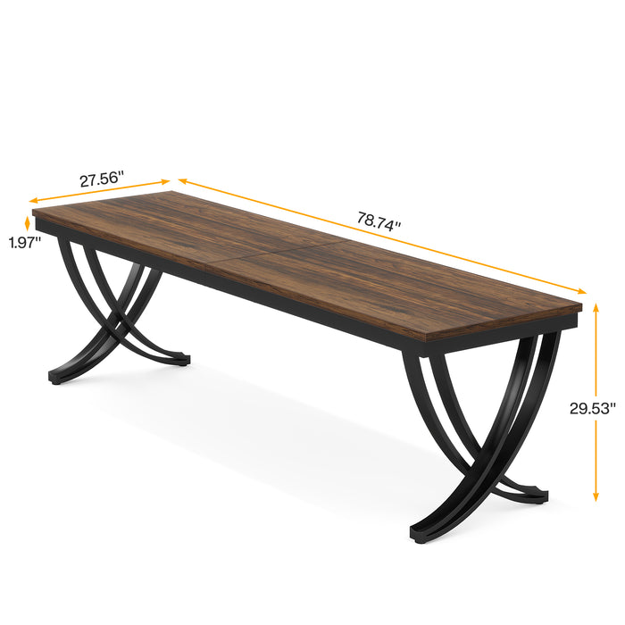 78.74" Two Person Desk Industrial Double Computer Desk with Metal Frame Tribesigns