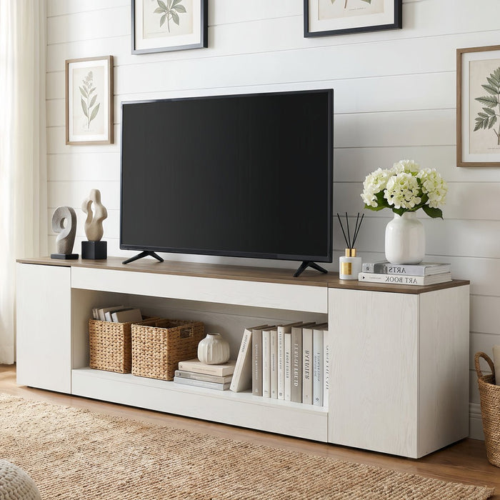 78.9" TV Stand for TVs up to 85", Media Console with 2 Storage Cabinets and Open Shelf