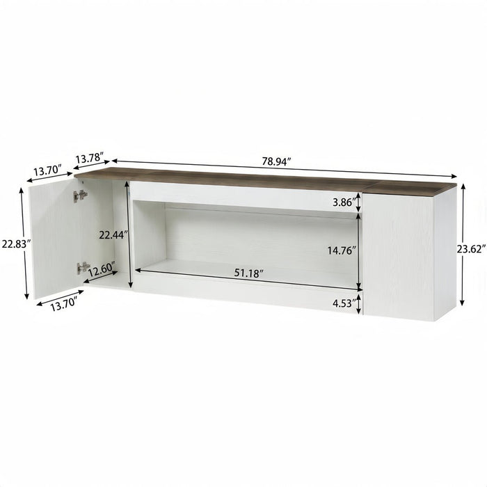 78.9" TV Stand for TVs up to 85", Media Console with 2 Storage Cabinets and Open Shelf