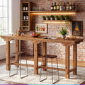 79" Extra Long Bar Table for 6-8, Counter Height Solid Wood Pub Table, Narrow High Top