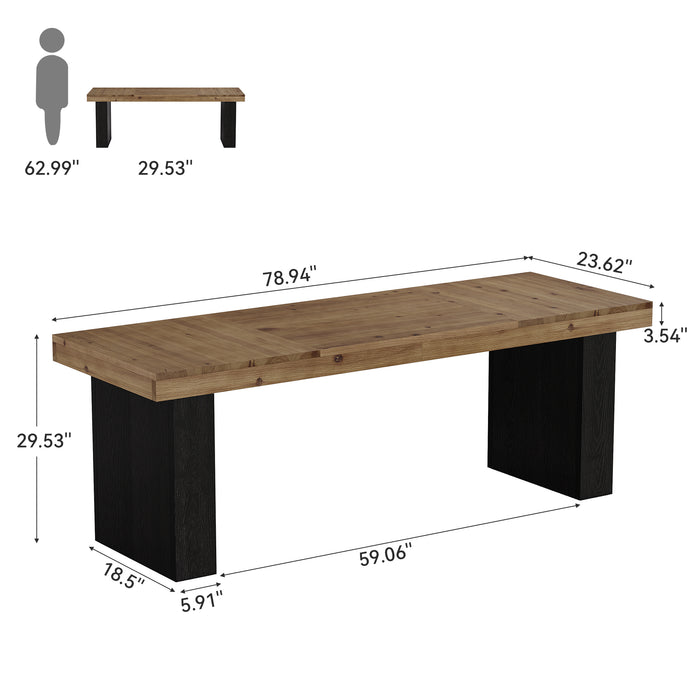 79" Solid Wood Executive Desk, Long Conference Table Computer Desk with Heavy Duty Base
