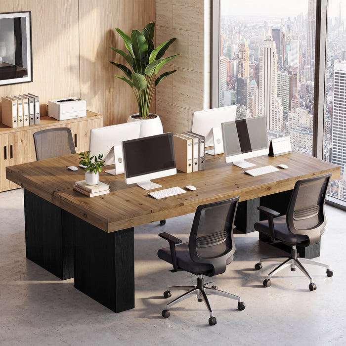 79" Solid Wood Executive Desk, Long Conference Table Computer Desk with Heavy Duty Base