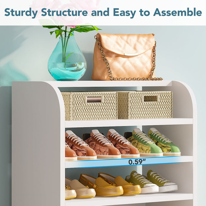 8-Tier Shoe Rack, Wooden Shoe Shelf Shoe Storage Cabinet