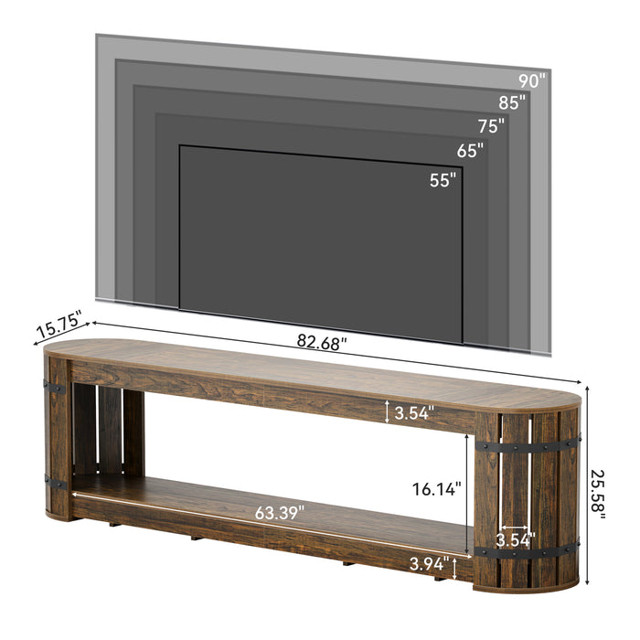 82.68" TV Stand for TVs up to 90", Long Media Console with 2-Tier Storage